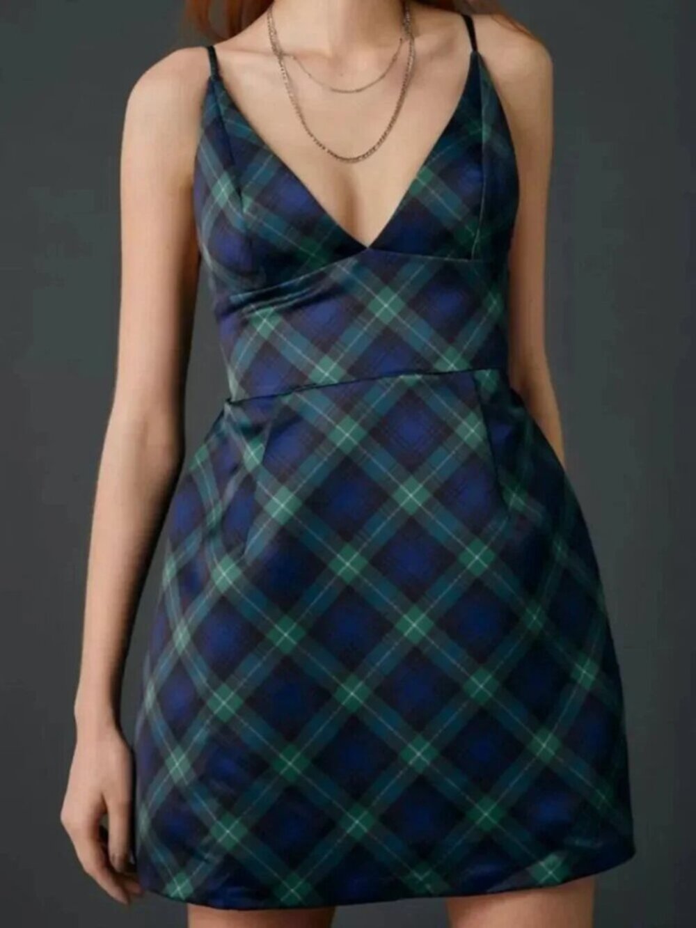 Kimchi Blue Petit Fours Fit-And-Flare Satin Mini Dress Dark Green